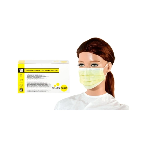 Yellow Point Mondmaskers Type IIR Anti-Fog met elastiekjes geel 50 stuks